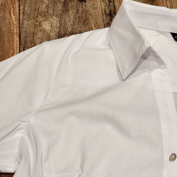 🔸️NWT Zac & Rachel White Buttoned Adjustable Long Sleeve Top Large - Picture 6 of 13